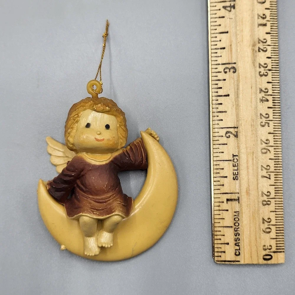 Vintage Angel Christmas Ornament Crescent Moon Celestial Holiday Decor Hong Kong